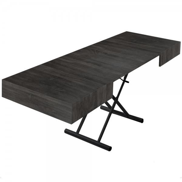 Table basse relevable extensible verre blanc