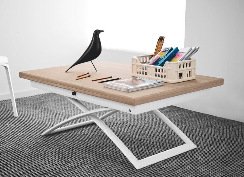 Table basse relevable extensible bois