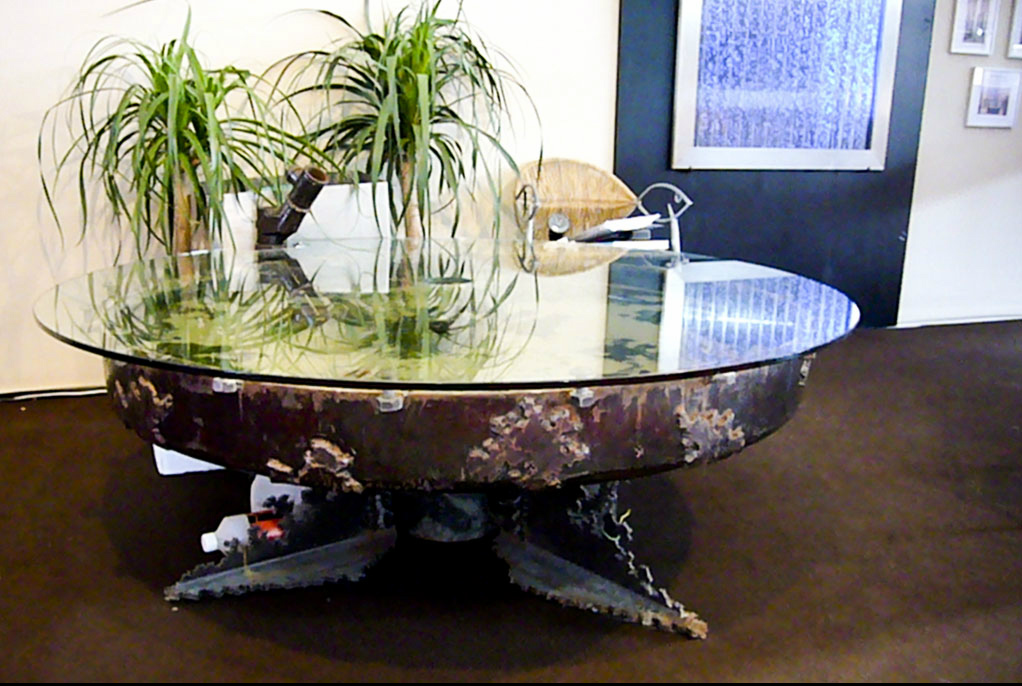 Table basse aquarium verre