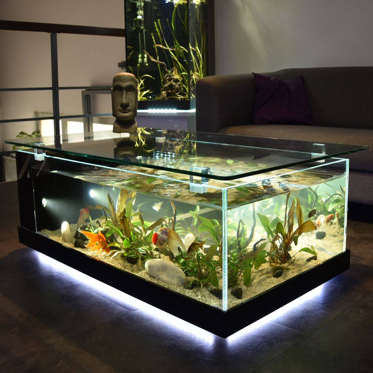 Table basse aquarium blanc