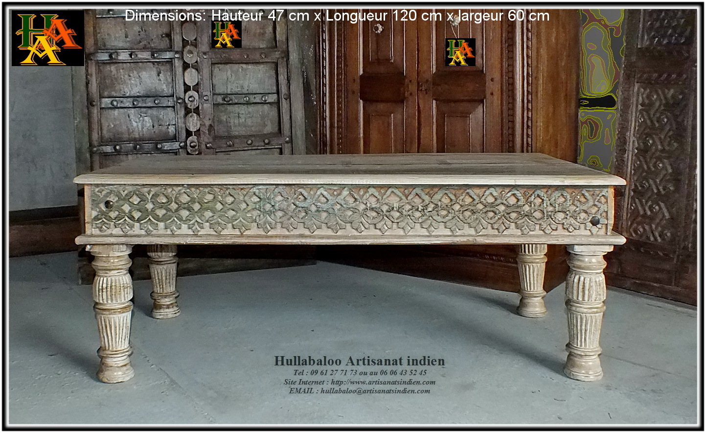 Table basse bois indienne