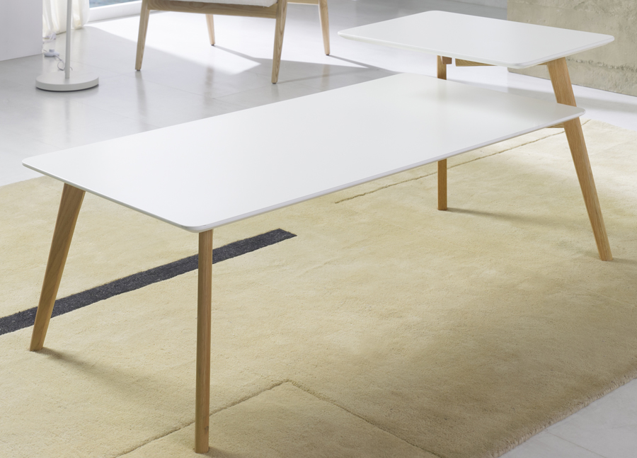 Table basse blanc et bois clair