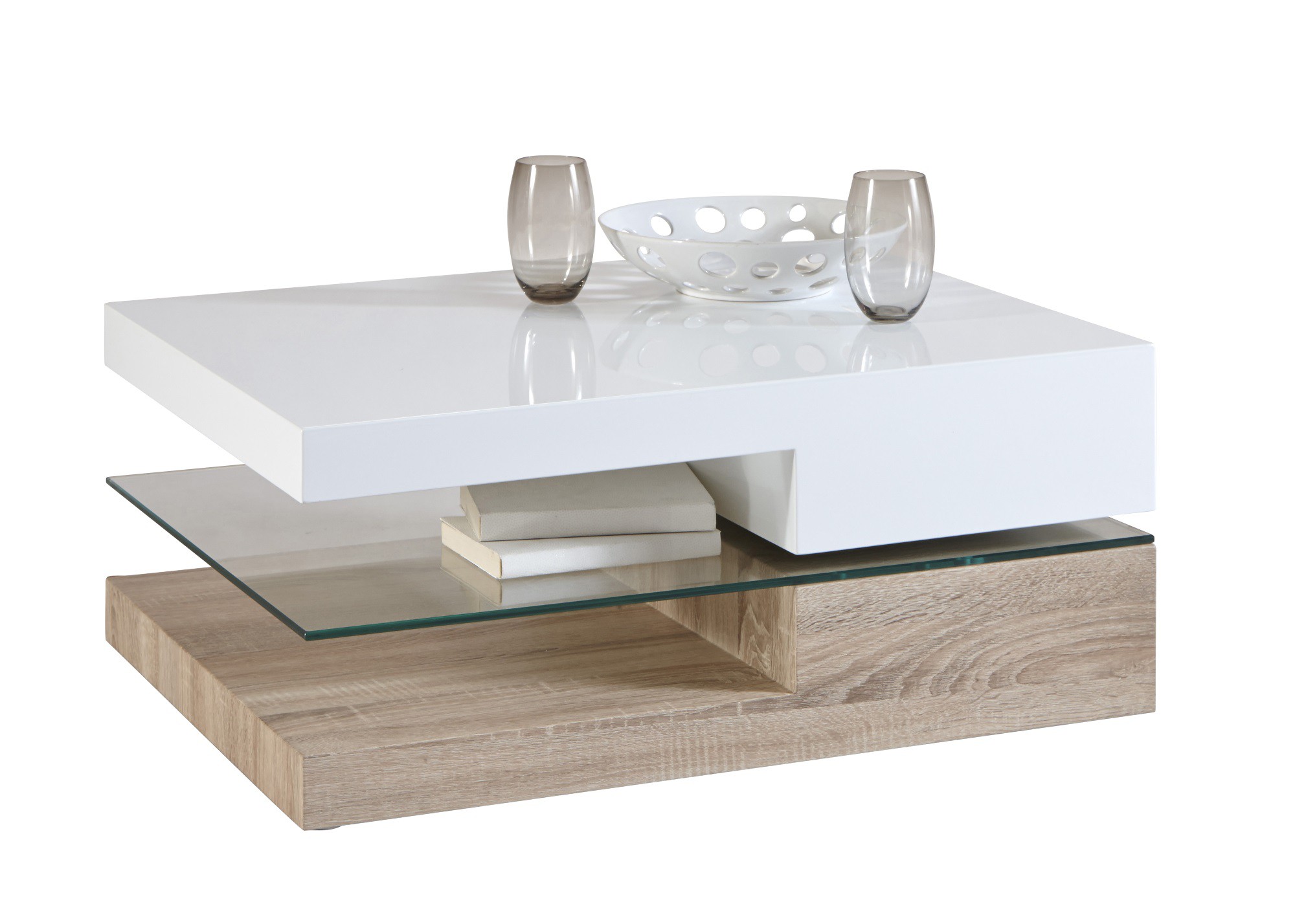 Table basse avec rangement verre