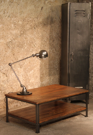 Table basse industrielle double plateau