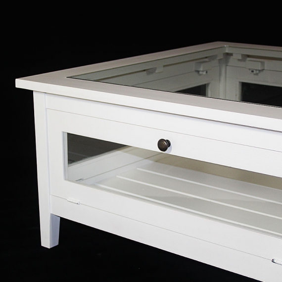 Table basse bois plateau verre