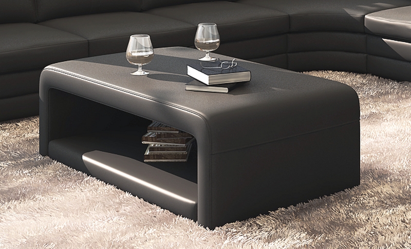 Table basse bois cuir