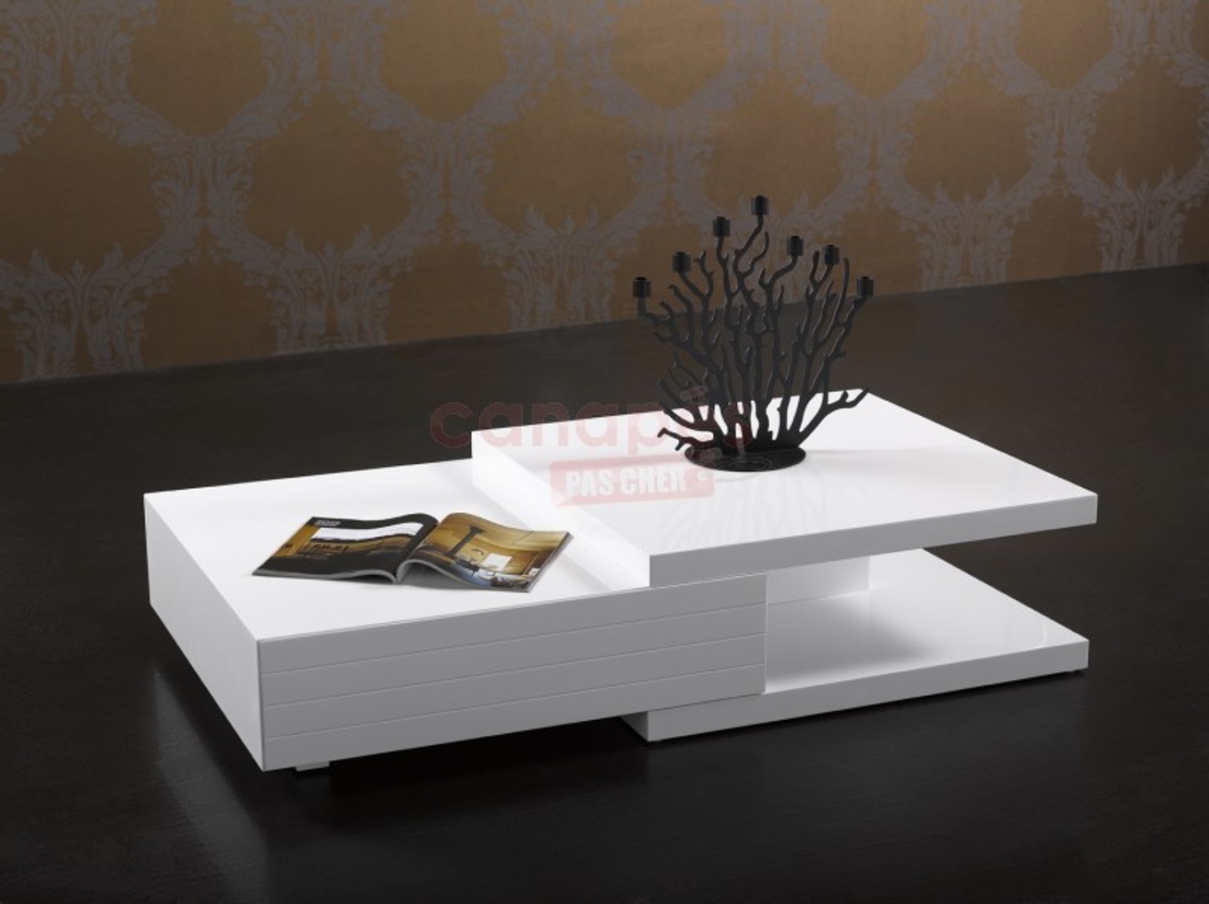 Table basse design blanc laqué pas cher