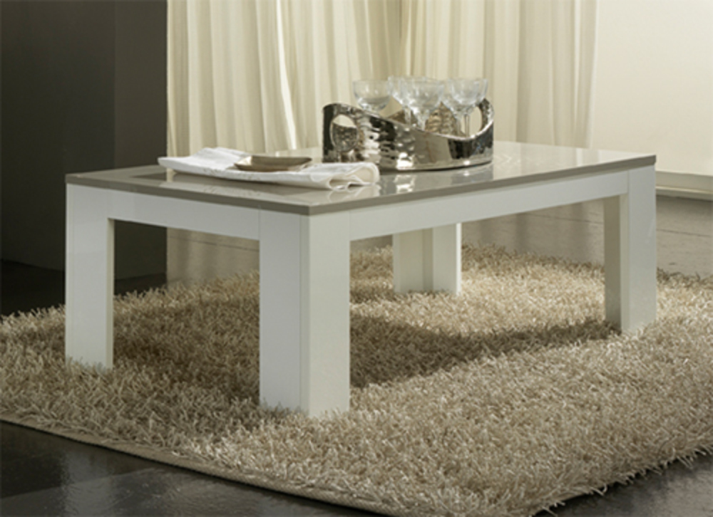 Table basse blanche et grise en bois