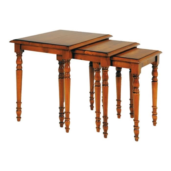 Table basse gigogne merisier