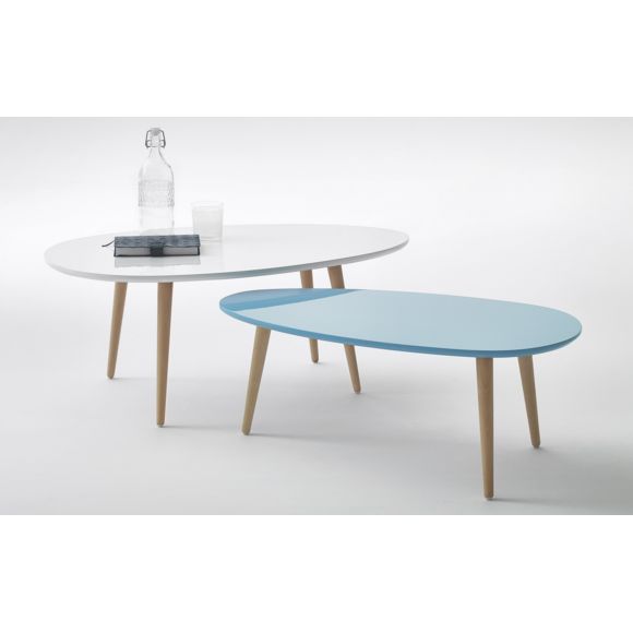 Table basse gigogne laquée blanc