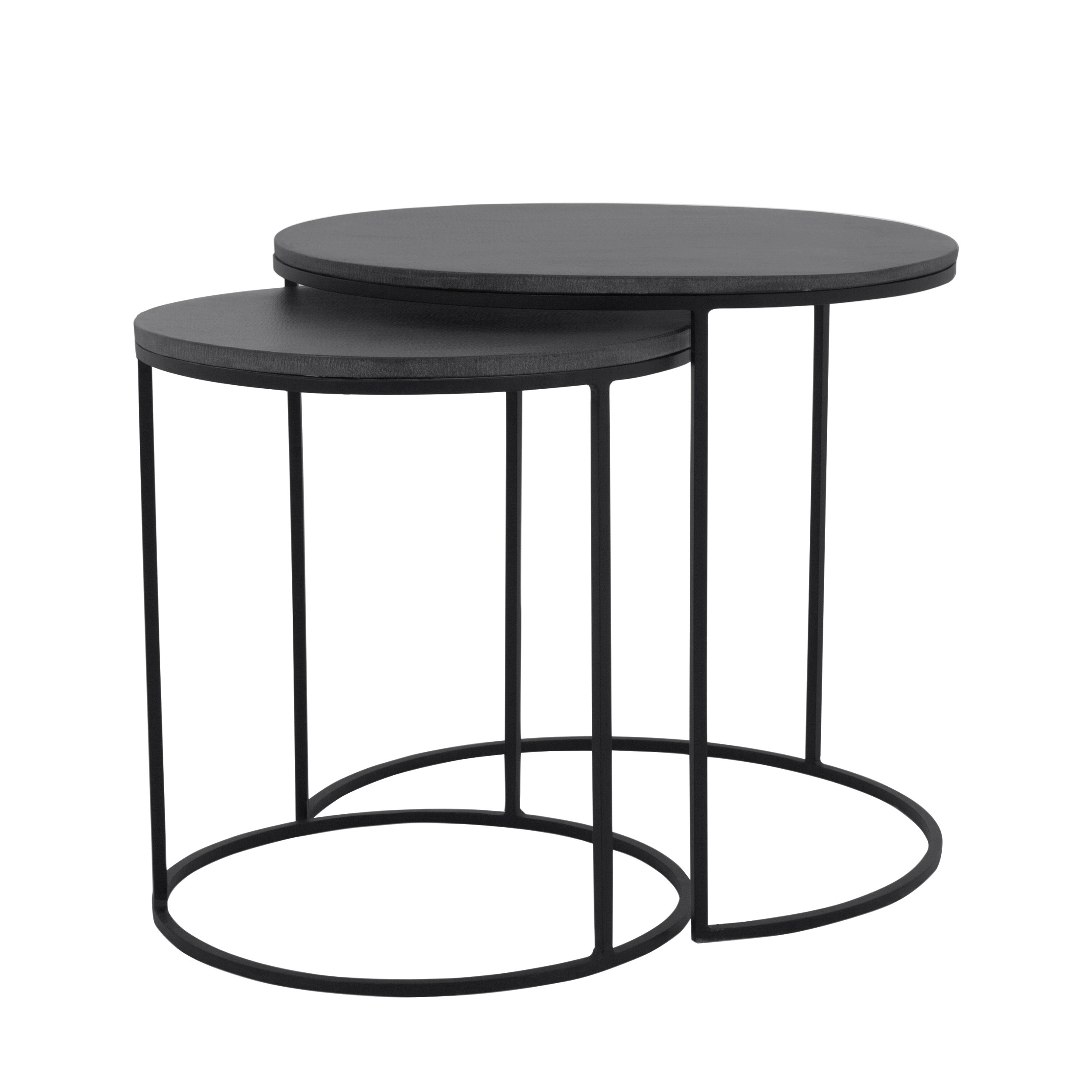 Table basse gigogne noir et bois