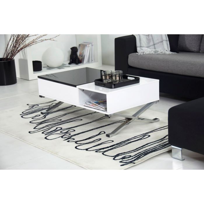 Open table basse plateau relevable noir