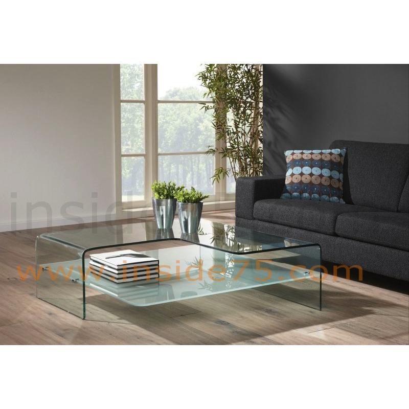 Table basse design carree verre
