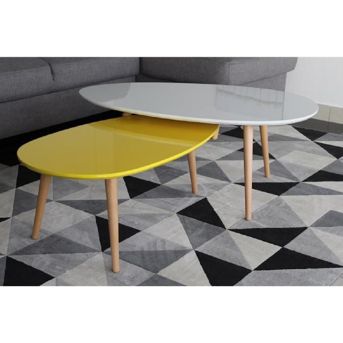 Table basse scandinave jaune et gris