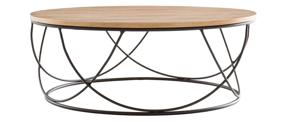 Table basse ronde noir et bois