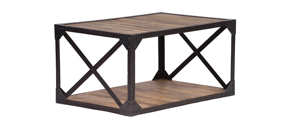 Table basse bois massif et metal