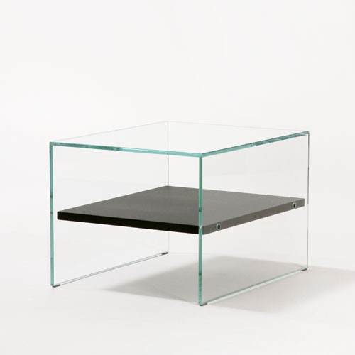 Table basse verre et bois wengé