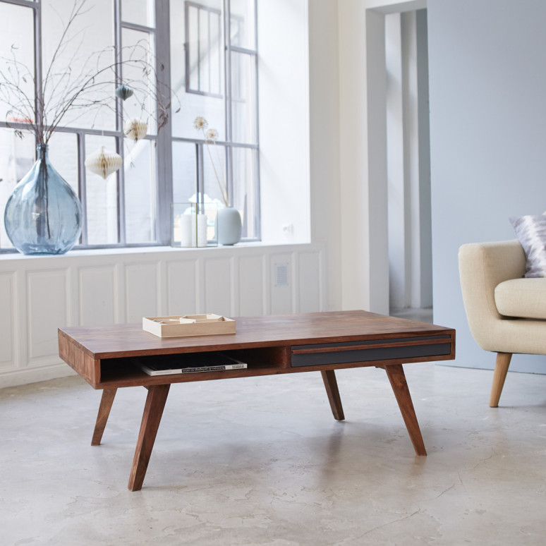Table basse vintage en bois de sheesham