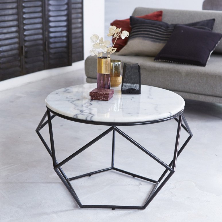 Table basse marbre et metal